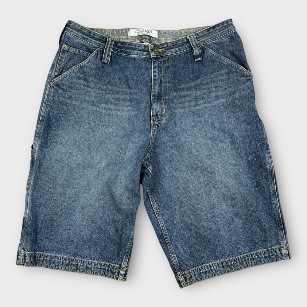 Urban Up Pipeline Men Carpenter Denim Shorts Jorts Blue Size 36 Relaxed Workwear
